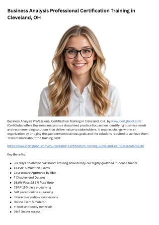 Business Analysis Professional Certification Training in Cleveland, OH