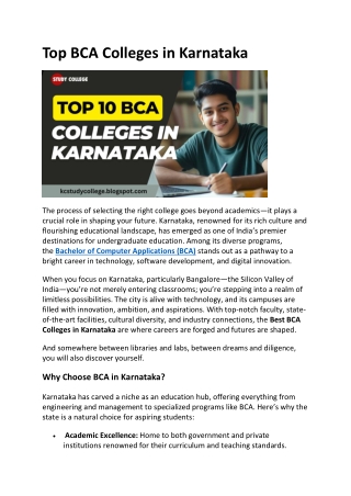 Top BCA Colleges in Karnataka