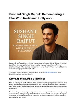 Sushant Singh Rajput_ Remembering a Star Who Redefined Bollywood
