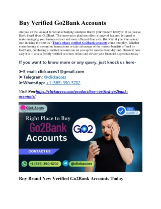 Step by Step Guide to Purchasing Verified Go2Bank Accounts