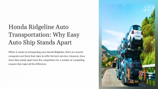 Honda Ridgeline Auto Transportation