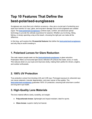 Top 10 Features That Define the best-polarised-sunglasses