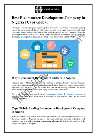 Best E-commerce Development Company in Nigeria | Caps Global