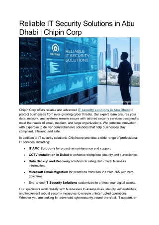 Reliable IT Security Solutions in Abu Dhabi