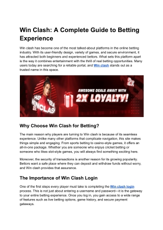 Win Clash: A Complete Guide to Betting Experience