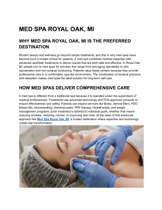 MED SPA ROYAL OAK, MI
