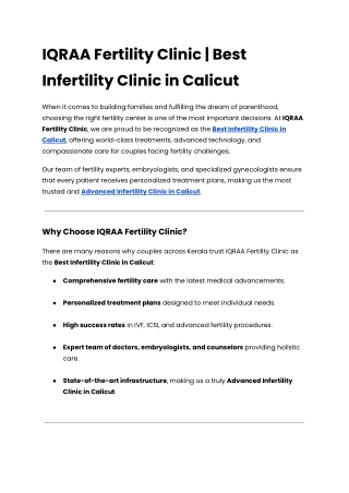IQRAA Fertility Clinic _ Best Infertility Clinic in Calicut
