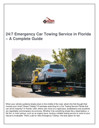 Emergency Car Towing Service in Florida A Complete Guide