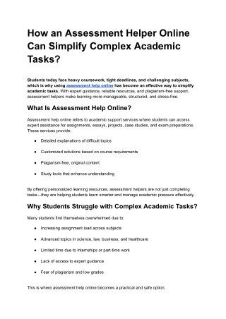 How an Assessment Helper Online Can Simplify Complex Academic Tasks