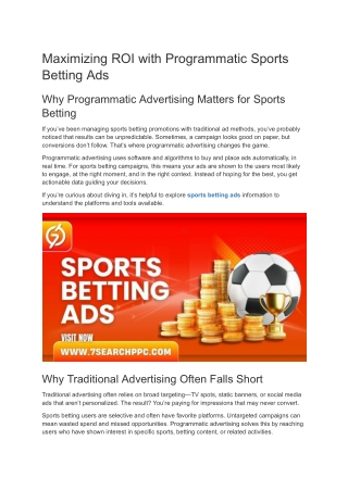 Maximizing ROI with Programmatic Sports Betting Ads