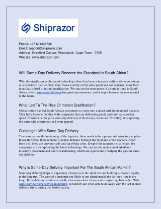 Will Same-Day Delivery Become the Standard in South Africa