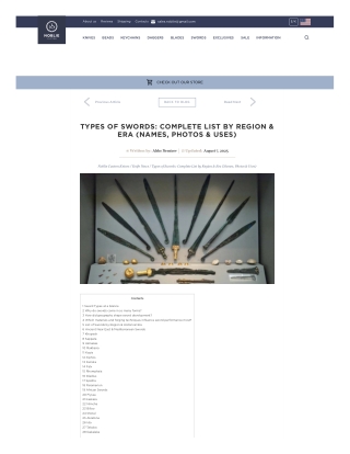 Types of Swords - nobliecustomknives.com