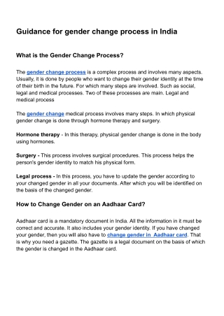 Easy and simple guidance for gender change process in India