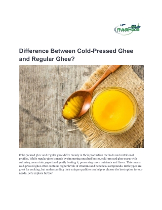 Difference Between Cold-Pressed Ghee and Regular Ghee - RAGAS DAIRY