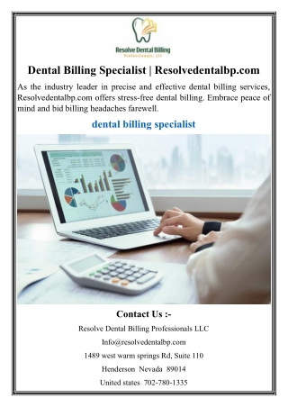 Dental Billing Specialist  Resolvedentalbp