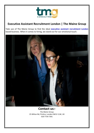 Executive Assistant Recruitment London | The Maine Group