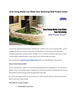 How Using Molds Can Make Your Retaining Wall Project Easier_
