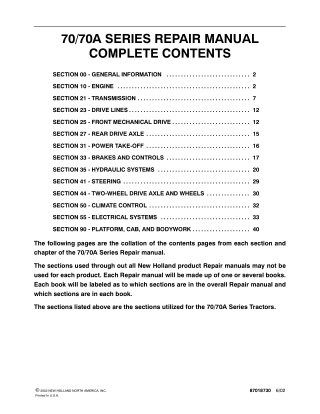 New Holland 8970 Tractor Service Repair Manual Instant Download