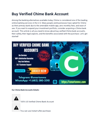 Buy Verified Chime Bank Accounts