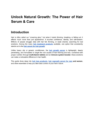 Unlock Natural Growth_ The Power of Hair Serum & Care