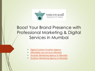 Boost Your Brand Presence with Professional Marketing & Digital Services in Mumbai