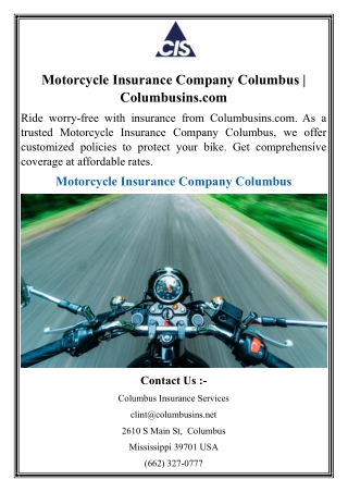 Motorcycle Insurance Company Columbus  Columbusins