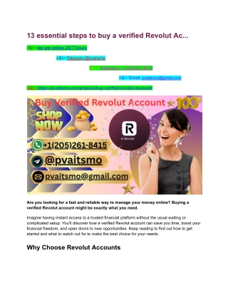 13 essential steps to buy a verified Revolut Ac