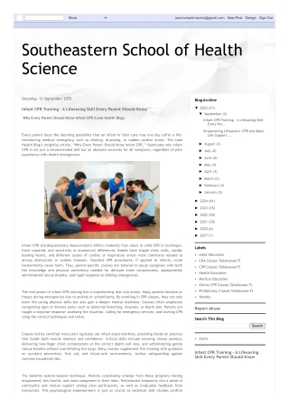 Southeastern School of Health Science_ Infant CPR Training – A Lifesaving Skill Every Parent Should Know