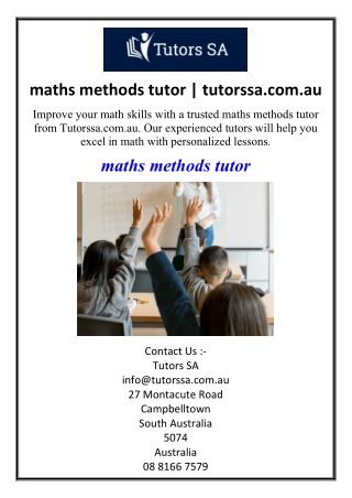 maths methods tutor | tutorssa.com.au