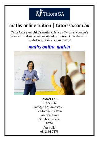 maths online tuition | tutorssa.com.au