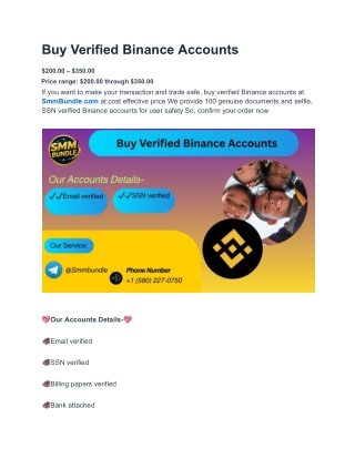 Trusted Source to Buy Verified Binance Accounts in 2025