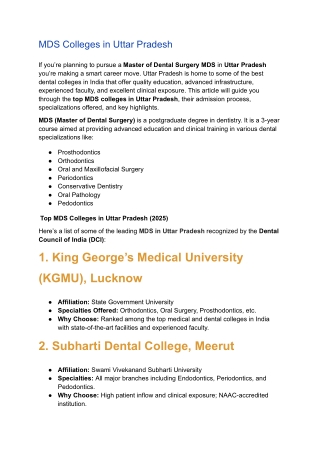 MDS Colleges in Uttar Pradesh - Google Docs