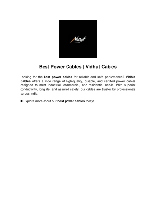 Best Power Cables Vidhut Cables