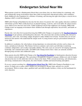 Kindergarten School Near Me