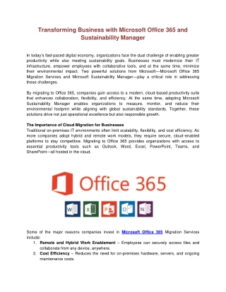 Transforming Business with Microsoft Office 365 and Sustainability Manager