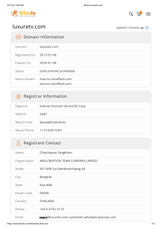 Whois luxuretv.com