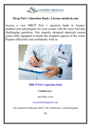 Mrcp Part 1 Question Bank  License-medical.com