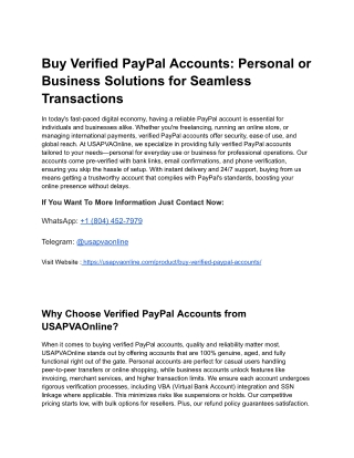 Buy Verified PayPal Accounts_ Personal or Business Solutions for Seamless Transactions