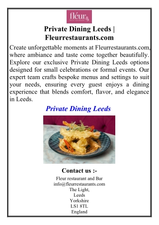 Private Dining Leeds | Fleurrestaurants.com