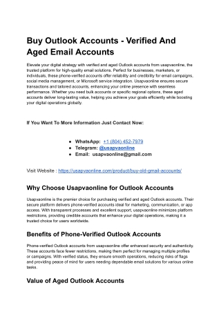 Buy Outlook Accounts - Verified And Aged Email Accounts
