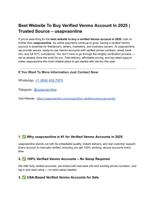 Best Website To Buy Verified Venmo Account In 2025 _ Trusted Source – usapvaonline
