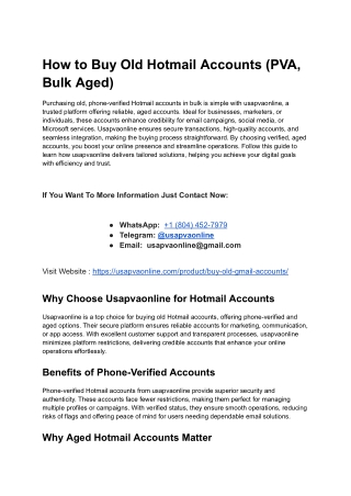 How to Buy Old Hotmail Accounts (PVA, Bulk Aged)