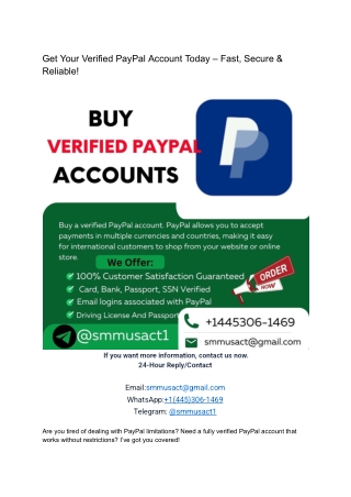Get Your Verified PayPal Account Today – Fast, Secure & Reliable