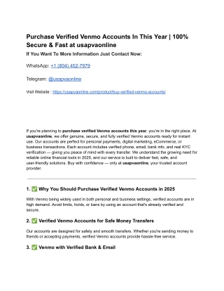 Purchase Verified Venmo Accounts In This Year _ 100% Secure & Fast at usapvaonline