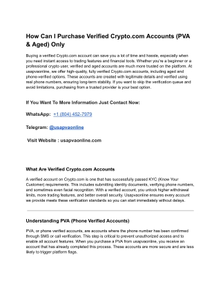 How Can I Purchase Verified Crypto.com Accounts