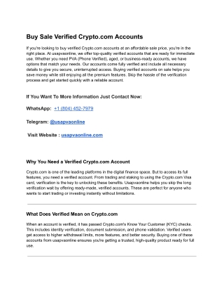 Buy Sale Verified Crypto.com In This Year