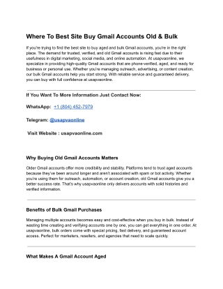 Where To Best Site Buy Gmail Accounts Old & Bulk
