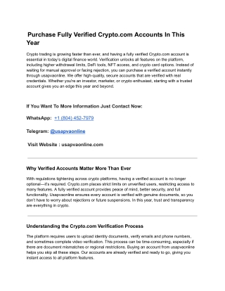Purchase Fully Verified Crypto.com KYC Verified