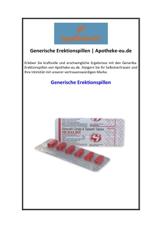 Generische Erektionspillen  Apotheke-eu.de