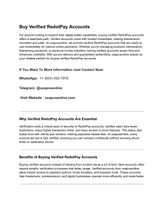 Final Thoughts on Buying Verified RedotPay Accounts